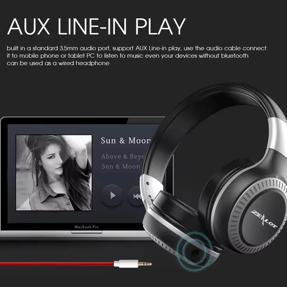 ZEALOT B19 Bluetooth Headphone Wireless Headset Over Ear HiFi Stereo Bass Support AUX Micro SD Card Microphone