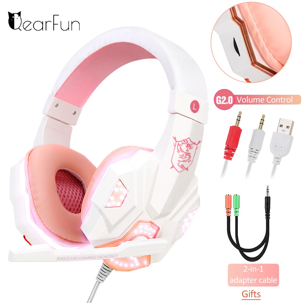 New Professional Wired Gaming Headphones With Microphone Led Light For Computer PS4 PS5 Xbox Bass Stereo PC Gaming Headset Gifts