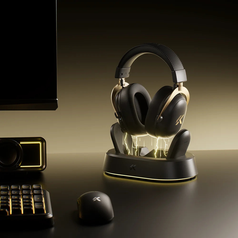 MCHOSE V9 Turbo+ Magnetic Wireless Gaming Headset 7.1 Surround Sound 90° Swivel Ear Cups Low Latency RGB Magnetic Charging